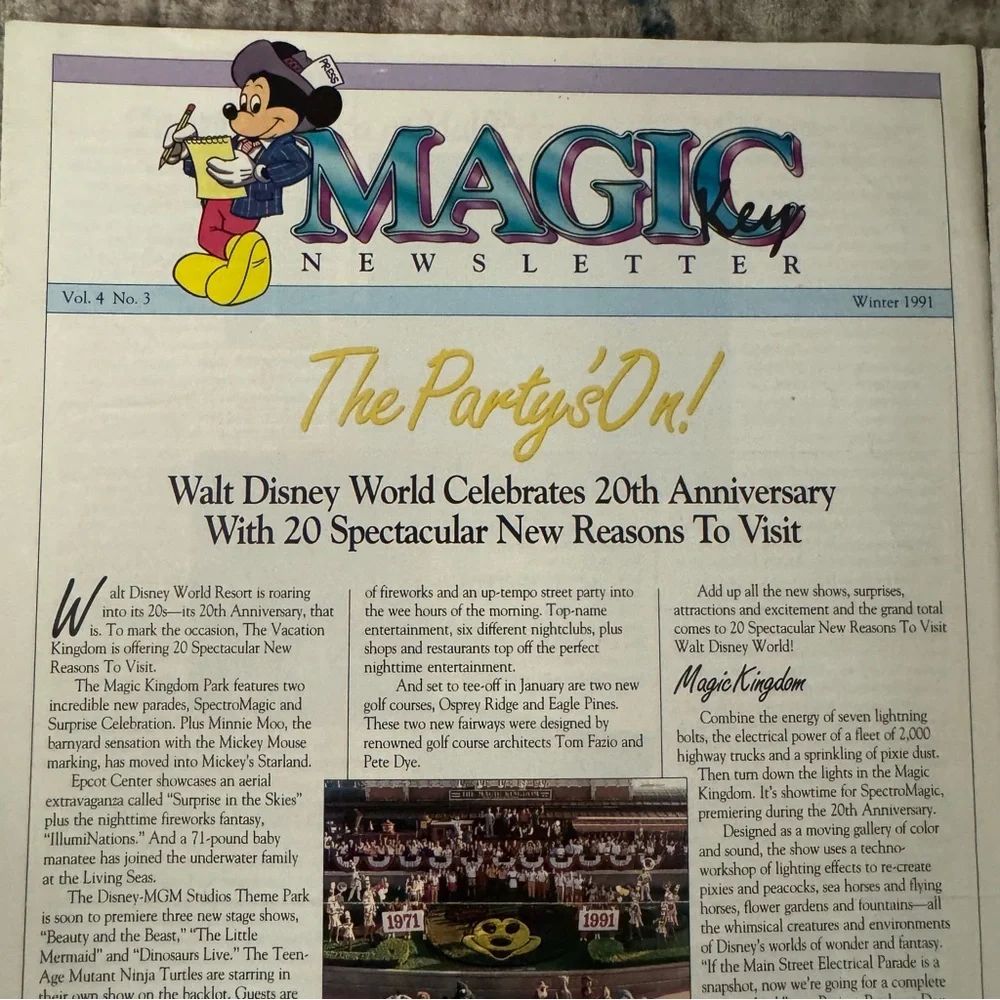 Disney Magic Key Newsletter Lot of 4 Issues 1994 & 1995‎ Vintage